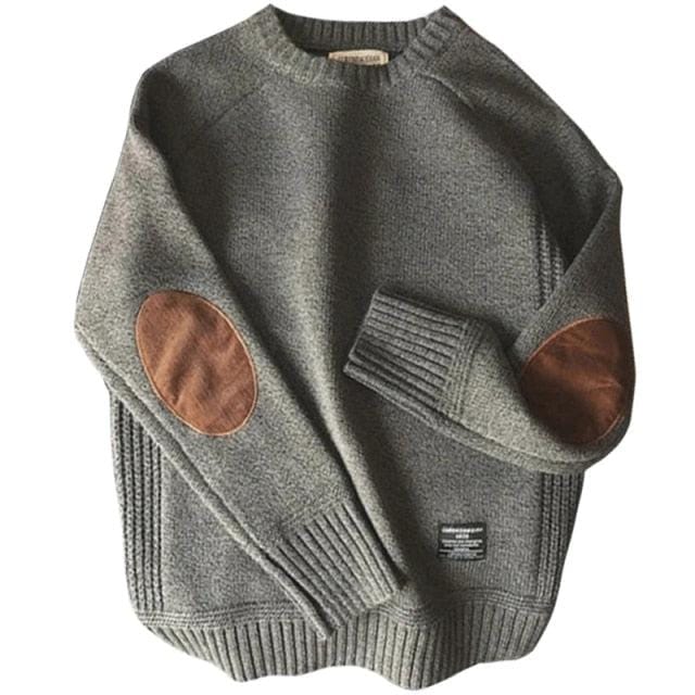 Sweter męski z łatami na rękawach-Bossino