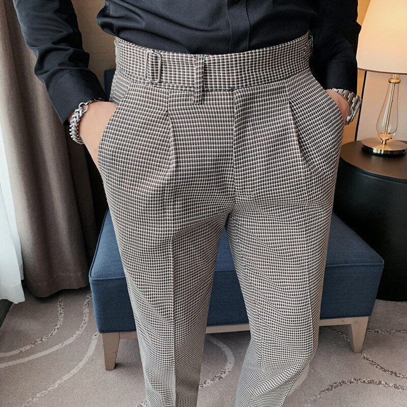 Szykowane spodnie męskie w kratę-Bossino