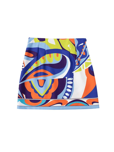 Trapezowa spódnica mini z kolorowy wzór-Bossino