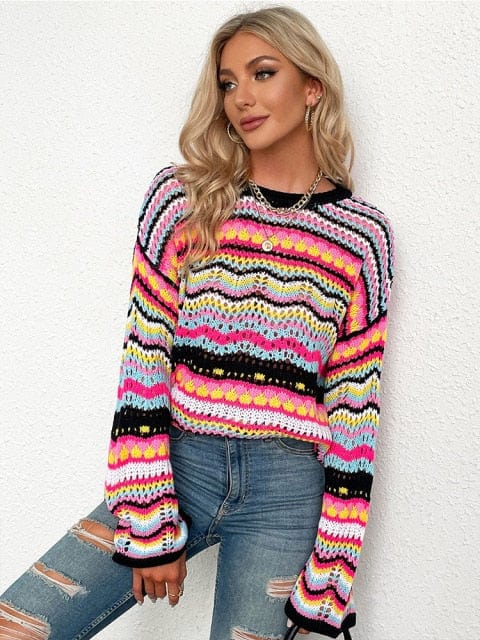 Wzorzysty sweter damski-Bossino