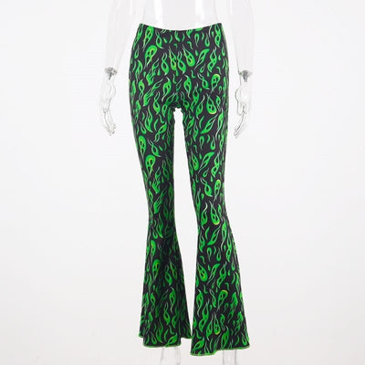 Zielone spodnie damskie z rozszerzanymi nogawkami-Bossino