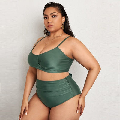 Zielony strój kąpielowy tankini plus size-Bossino