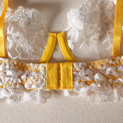 Żółty komplet bielizny z koronką-Bossino