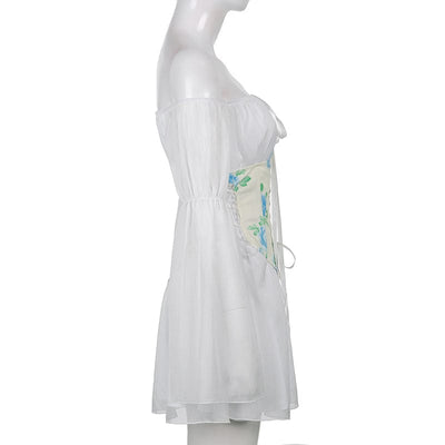 Zwiewna sukienka mini z gorsetem-Bossino